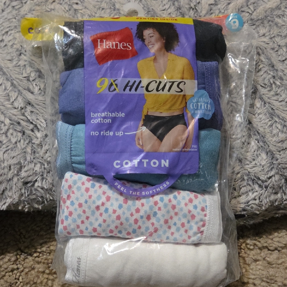 Hanes Women's Hi-Cuts Underwear - Blue, Black, White, Patterned